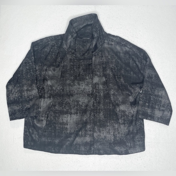 Eileen Fisher Grandeur Jacquard Snap Front Jacket Large Lagenlook Minimalist - Picture 4 of 9